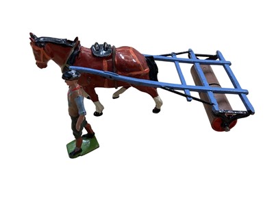 Lot 1680 - Britains Home Farm Series Horse & Roller No.9F & Farm Models Milk Float No.9503, both boxed (2)