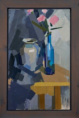 Lot 1434 - Philip Richardson, contemporary, oil on canvas - Still Life, Pink Flowers and White Vase