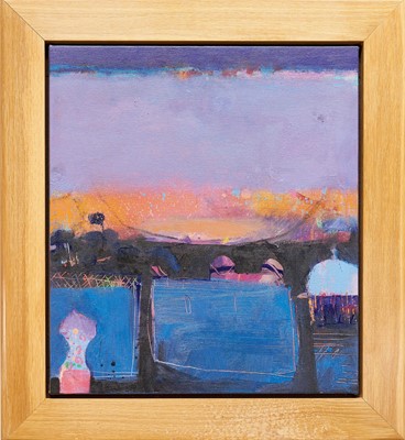 Lot 1435 - Gerry Dudgeon (b.1952) acrylic on canvas - Lake Rajsamand, signed, dated 1999 and titled verso, 57cm x 51cm, framed