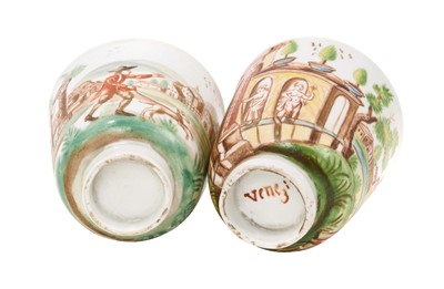 Lot 222 - An exceptionally rare pair of Italian Vezzi porcelain chocolate beakers, circa 1720-1727.