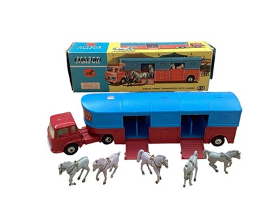 Lot 1640 - Corgi Major Chipperfields Circus Horse Transporter (5 horses)No.1130, Crane truck No.1121, Animal Cage No.1123 & Mobile Booking Office No.426, all boxed (4)