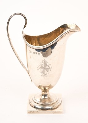 Lot 424 - Late Victorian silver cream of helmet form, with engraved shield and initials