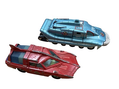 Lot 1655 - Corgi Gerry Andersons Stingray & Captain Scarlett and the Mysterons Angel Interceptor & Spectrum Pursuit Vehicle (SPV) and unboxed SPV & Spectrum Patrol Car (5)