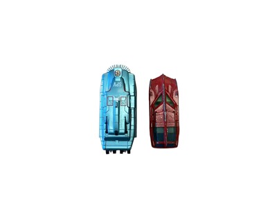 Lot 1655 - Corgi Gerry Andersons Stingray & Captain Scarlett and the Mysterons Angel Interceptor & Spectrum Pursuit Vehicle (SPV) and unboxed SPV & Spectrum Patrol Car (5)