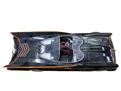 Lot 1657 - Jada Toys 1:18 scale 1966 Classic Hollywood Rides diecast Batmobile with Batman & Robin figures, boxed, plus Corgi Toys Batmobile & Batboat (Reproduction Box) Gift Set 3 and Corgi Toys...