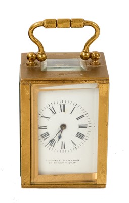 Lot 613 - Edwardian Miniature Boswell Hensman carriage clock with French movement in leather travelling case