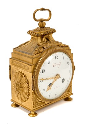 Lot 614 - 19th Century French ormolu Pendule d'officier clock with key