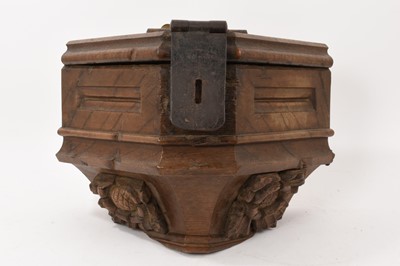 Lot 973 - Early, probably 17th century oak church offertory box<...