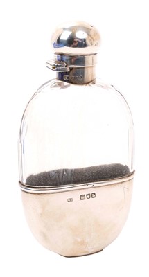 Lot 507 - Silver and glass spirit flask with initials M.L.V.
