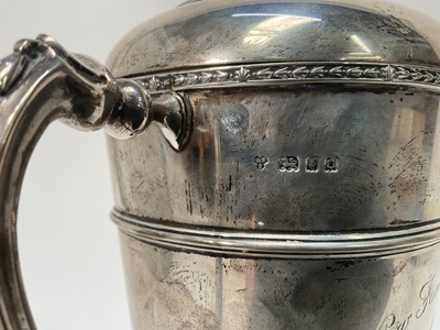 Lot 923 - 1920s silver two-handled lidded trophy, engraved New Forest Hunt Cup 1930, on stand, (London 1929), approximately 40ozs, 38cm high overall
