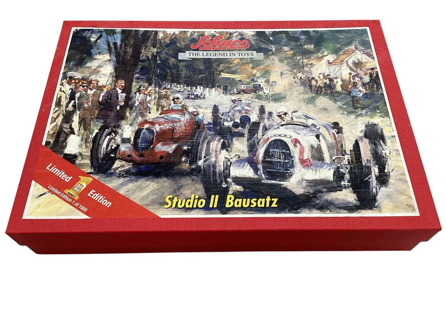 Lot 1832 - Schuco clockwork racing car assembly kits including Grand Prix Racer Bausatz, Studio II Bausatz & Studio, all boxed in sleeves (3)
