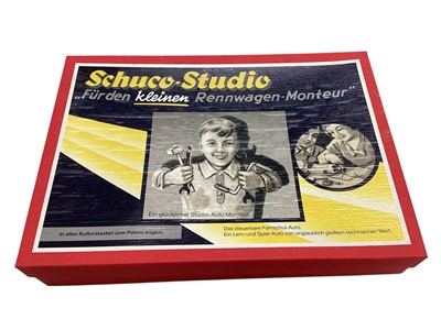 Lot 1832 - Schuco clockwork racing car assembly kits including Grand Prix Racer Bausatz, Studio II Bausatz & Studio, all boxed in sleeves (3)