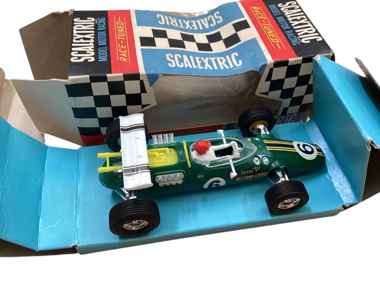 Lot 1869 - Vintage Scalextric Racing Cars, Track including Lap counter & Hump Back Bridge, Accessories & Related Ephemera (qty)