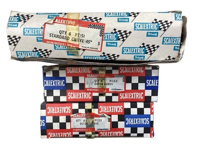 Lot 1869 - Vintage Scalextric Racing Cars, Track including Lap counter & Hump Back Bridge, Accessories & Related Ephemera (qty)