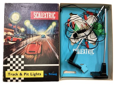 Lot 1869 - Vintage Scalextric Racing Cars, Track including Lap counter & Hump Back Bridge, Accessories & Related Ephemera (qty)