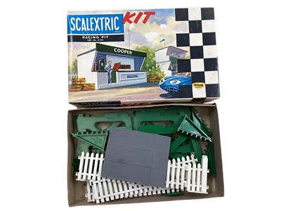 Lot 1869 - Vintage Scalextric Racing Cars, Track including Lap counter & Hump Back Bridge, Accessories & Related Ephemera (qty)