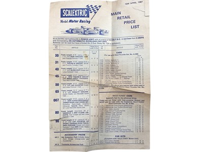 Lot 1869 - Vintage Scalextric Racing Cars, Track including Lap counter & Hump Back Bridge, Accessories & Related Ephemera (qty)