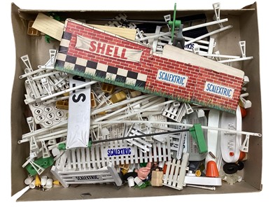 Lot 1869 - Vintage Scalextric Racing Cars, Track including Lap counter & Hump Back Bridge, Accessories & Related Ephemera (qty)