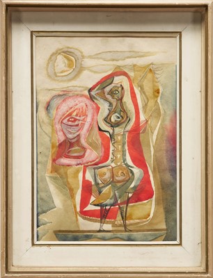 Lot 1430 - Peter W. Ibbetson (1909-1973) watercolour and mixed media - Figure study, signed, 50cm x 34cm, glazed frame