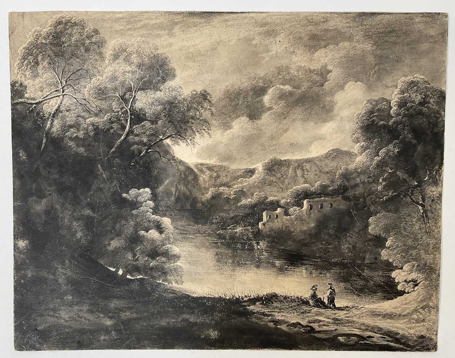 Lot 59 - Attributed to Francis Oliver Finch (1802-1862) watercolour, pen and ink - capriccio landscape, unframed