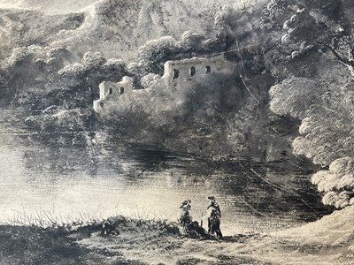 Lot 59 - Attributed to Francis Oliver Finch (1802-1862) watercolour, pen and ink - capriccio landscape, unframed