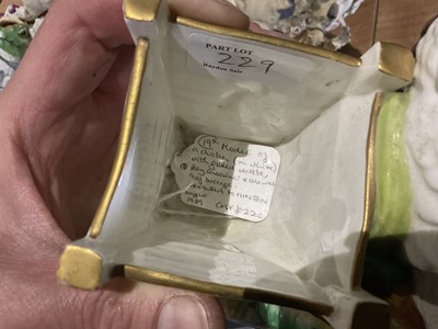 Lot 229 - Collection of Victorian porcelain novelty wall pockets and similar wares to include late 19th century continental porcelain 'frog' trinket dishes, other animal related novelty ceramics, Doulton...