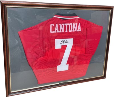 Lot 373 - Eric Cantona, signed Manchester United shirt, framed