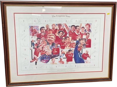 Lot 371 - Peter Wileman, (b.1946), The Ferguson Years, limited edition print no. 287/500, signed by the artist, Ferguson and various former Manchester United players to include Ryan Giggs, Steve Bruce, Ga...