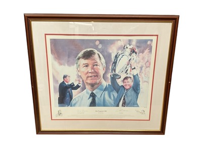 Lot 368 - Gary Keane, limited edition print of Sir Alex Ferguson, signed by Sir Alex and the artist, framed