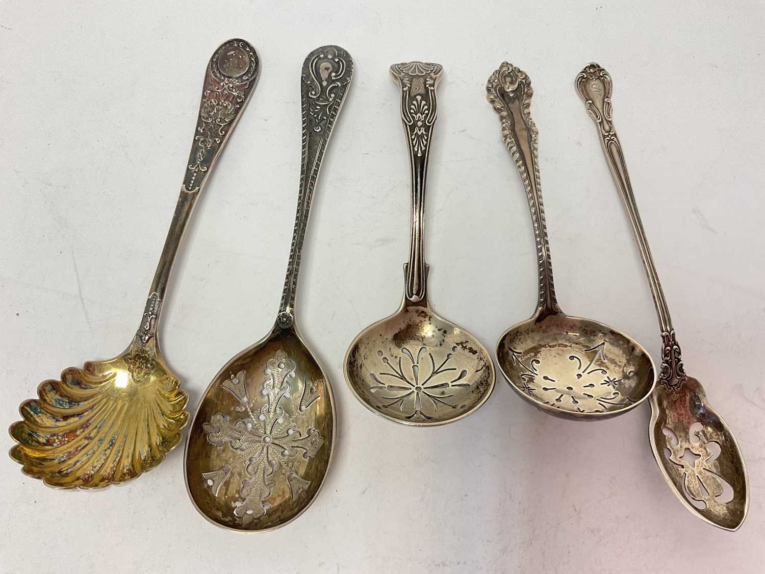 Lot 1066 - Four Victorian and later silver ladles and