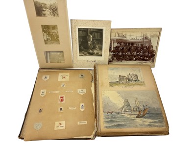 Lot 965 - Edward H Neat scrapbook of photographs, jottings and clippings, including ephemera from his naval career, early photos of Trinidad and Algiers