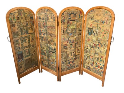 Lot 1310 - Arched four fold screen