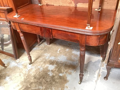 Lot 1222 - Victorian mahogany card table on reeded legs