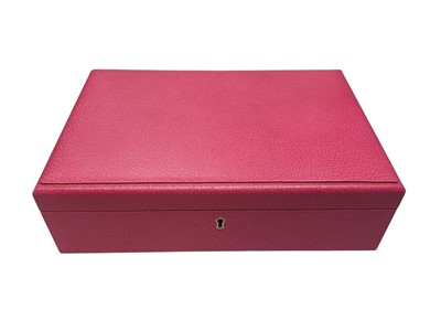 Lot 2058 - Pickett good quality pink leather jewellery case.