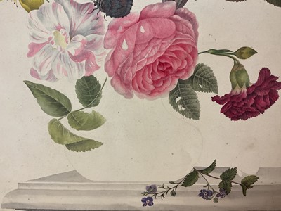 Lot Thomas Remnant Charleton (1756-1849) or Sophia Katherine Charleton (1789-1844) watercolour - Still life of flowers and butterfly, unfinished 45 x 31cm