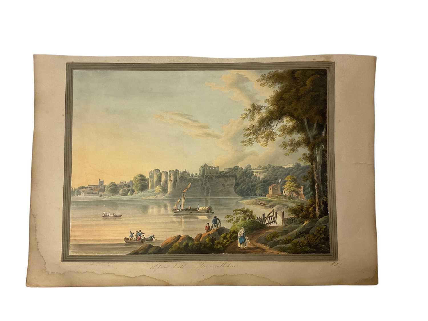 Lot Thomas Remnant Charleton (1756-1849) watercolour - Chepstow Castle, Monmouthshire, titled to mount, 27 x 37cm