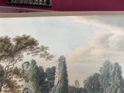 Lot 958 - Thomas Remnant Charleton (1756-1849) watercolour - 'Monmouthshire', titled to rear, and titled 'Raglan Castle' to mount, 27 x 37cm