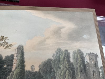Lot 958 - Thomas Remnant Charleton (1756-1849) watercolour - 'Monmouthshire', titled to rear, and titled 'Raglan Castle' to mount, 27 x 37cm