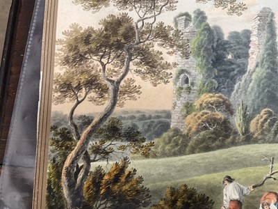 Lot 958 - Thomas Remnant Charleton (1756-1849) watercolour - 'Monmouthshire', titled to rear, and titled 'Raglan Castle' to mount, 27 x 37cm