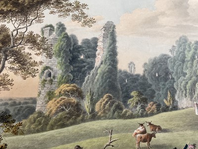 Lot 958 - Thomas Remnant Charleton (1756-1849) watercolour - 'Monmouthshire', titled to rear, and titled 'Raglan Castle' to mount, 27 x 37cm