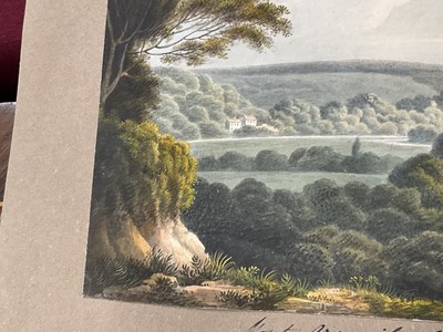 Lot 957 - Thomas Remnant Charleton (1756-1849) watercolour - Three scenes of Jersey, each titled to mount: 'Mont Orgueil Castle, Jersey'; 'Elizabeth Castle, Jersey'; 'St Helier from St Saviour, Jersey', e...