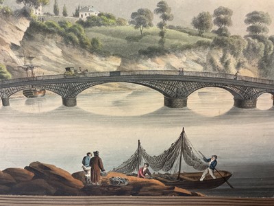 Lot Thomas Remnant Charleton (1756-1849) watercolour - 'Chepstow Bridge' titled to Mount, 27 x 37cm
