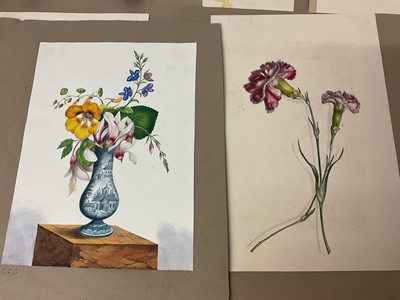 Lot Sophia Katherine Charleton (1789-1844) group of fourteen watercolour studies of flowers and birds, each inscribed to the mount with initials, one inscribed 'Aunt Sophia', 19 x 17cm and smaller