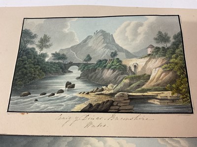 Lot Thomas Remnant Charleton (1756-1849) two album pages containing a total of eight watercolours, depicting scenes in Monmouthshire, Cumberland, Wales etc, titled to mount, each approximately 10 x...