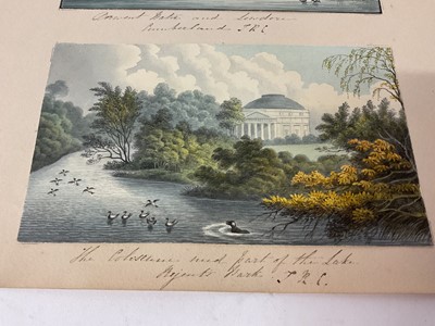 Lot Thomas Remnant Charleton (1756-1849) two album pages containing a total of eight watercolours, depicting scenes in Monmouthshire, Cumberland, Wales etc, titled to mount, each approximately 10 x...