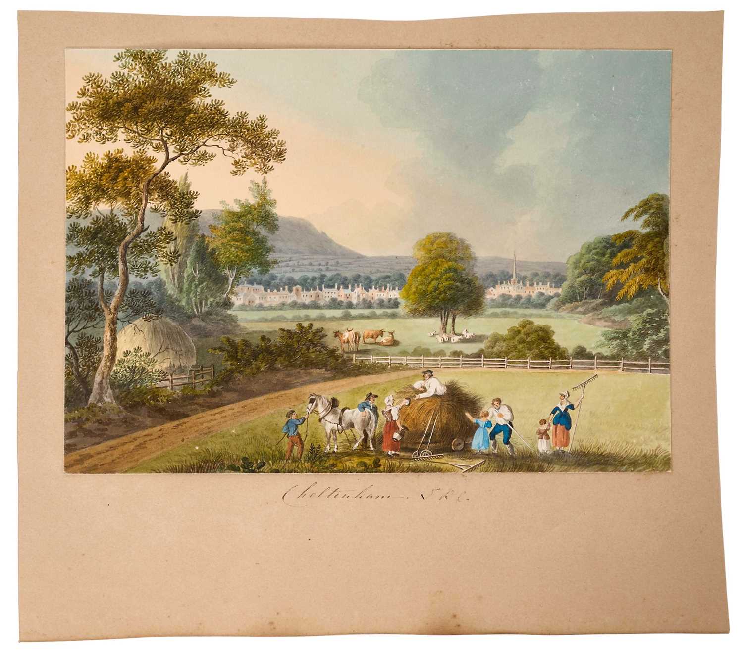 Lot Thomas Remnant Charleton (1756-1849) watercolour - 'Cheltenham' titled to mount, 19 x 28cm