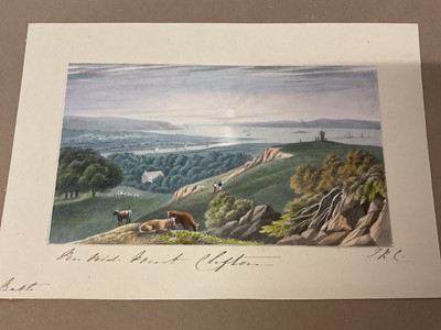 Lot Thomas Remnant Charleton (1756-1849) watercolour - Views of Clifton, presented on three sketchbook pages, scenes titled to the mounts, the largest 15 x 21cm