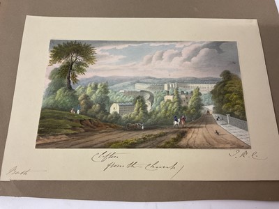 Lot Thomas Remnant Charleton (1756-1849) watercolour - Views of Clifton, presented on three sketchbook pages, scenes titled to the mounts, the largest 15 x 21cm