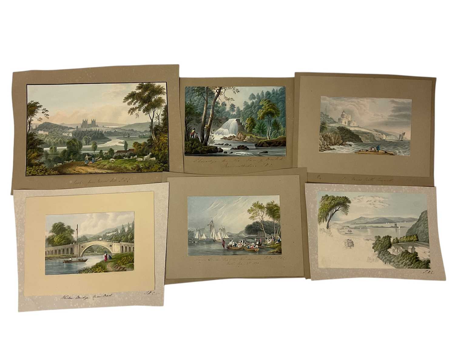 Lot Thomas Remnant Charleton (1756-1849) watercolour - '..At the Windermere Lake berth, May 2nd 1839, 10 x 15cm, inscribed to the mount, together with five further landscapes by the same hand