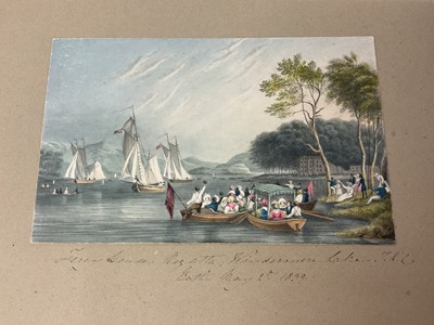 Lot Thomas Remnant Charleton (1756-1849) watercolour - '..At the Windermere Lake berth, May 2nd 1839, 10 x 15cm, inscribed to the mount, together with five further landscapes by the same hand